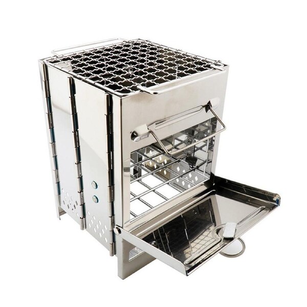 Camp Stove Folding Wood BBQ Fire Pit Stainless Steel Portable Outdoor Camping Small