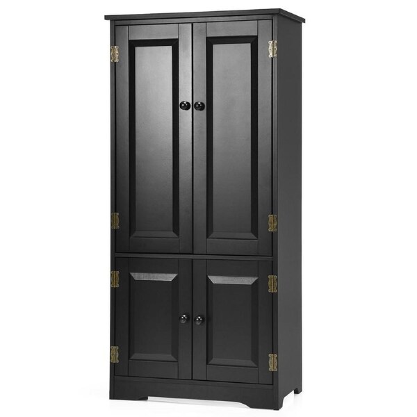Costway Wooden Buffet Sideboard Vintage Storage Cabinet Kitchen Cupboard Hallway Living Room w/2 Door& Adjustable Shelf Black