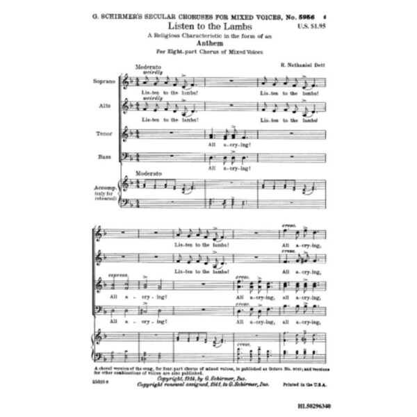 Listen To The Lambs SSAATTBB A Cappella