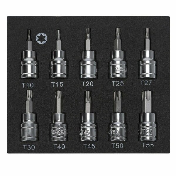 10 Pcs Torx Star Bit Socket Set 3/8" Drive Sockets Wrench Bits Set T10- T55