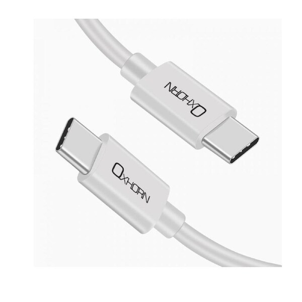 OxhornUSB Type C to Type C Charging Cabole 1M 5A (100W) 480 Mbps E-Marker IC Chip White
