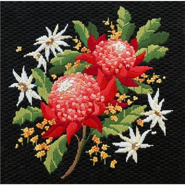 Country Threads Long Stitch Kit Waratahs 30x30cm Including Threads
