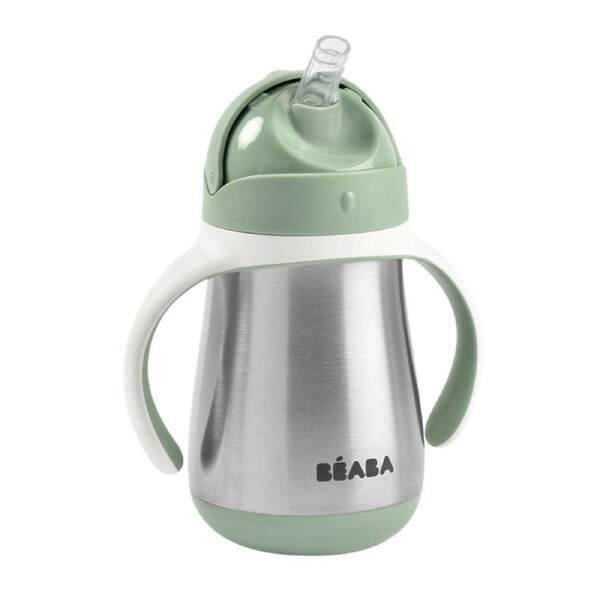Beaba Stainless Steel Straw Cup 250ml - Sage Green