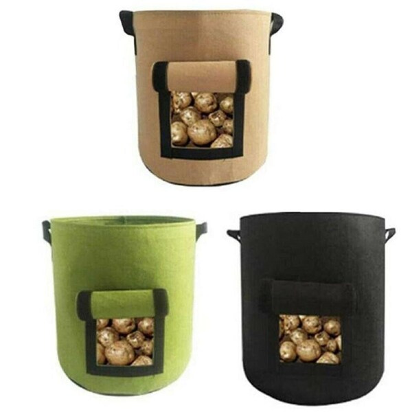 3Pcs 7Gal Potato Grow Planter Container Bag Breathable Pouch Root Planting Side