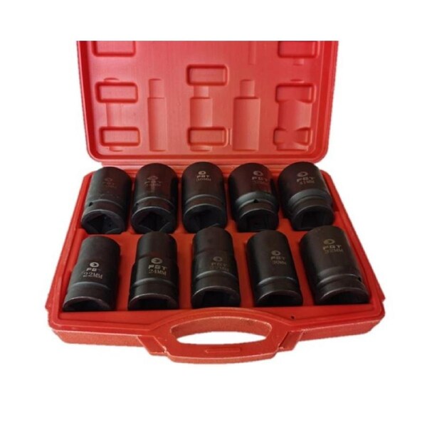 10pc Metric Deep Impact Socket 1" inch Drive 6 Point CR-MO Sockets