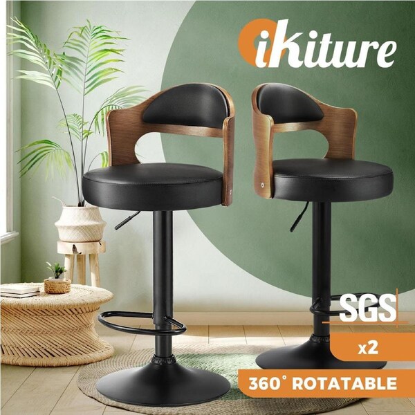 Oikiture 2x Bar Stools Kitchen Swivel Barstool Chair Gas Lift Metal
