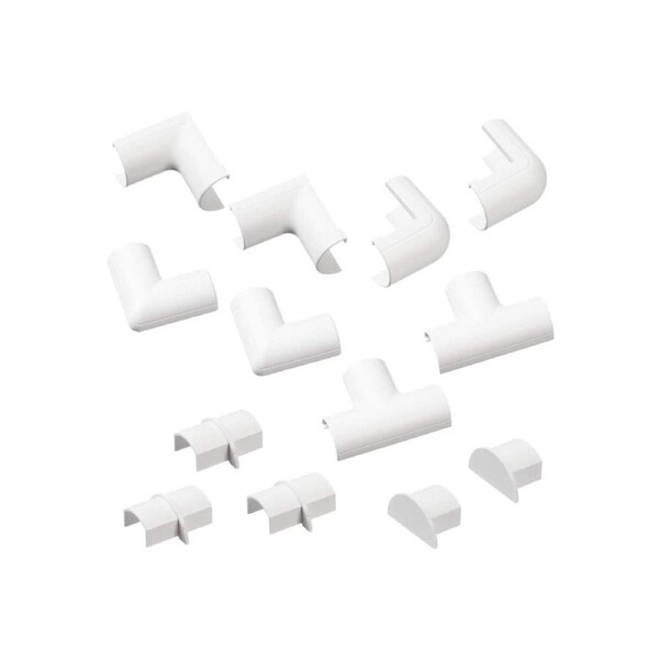 D-Line 13 Piece 20x10mm White Cable Cover Accessory Joiner Kit