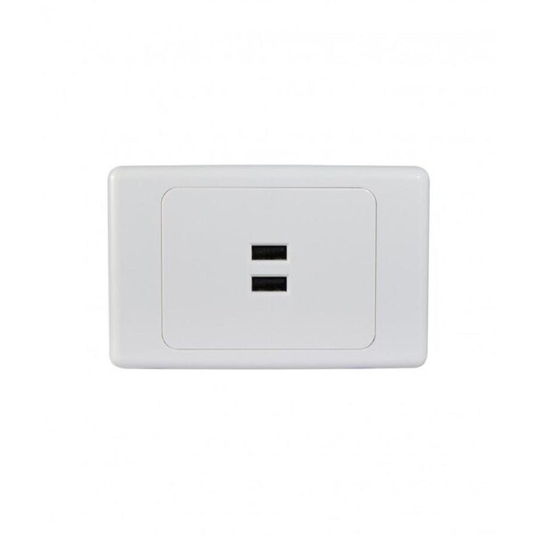 Trader Cougar COUSB2G - Fully Integrated 3.4A Dual USB Charger Plate - White