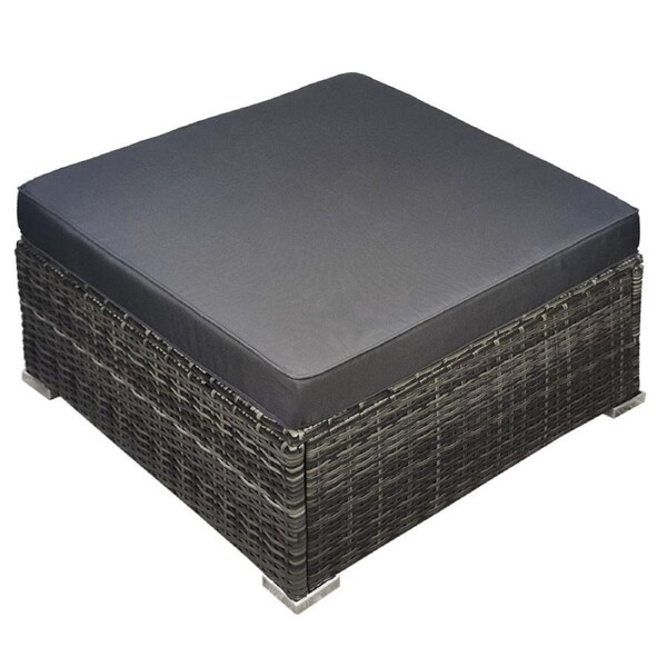 LONDON RATTAN 1 Seater Outdoor Ottoman Modular Wicker Lounge Furniture, Grey