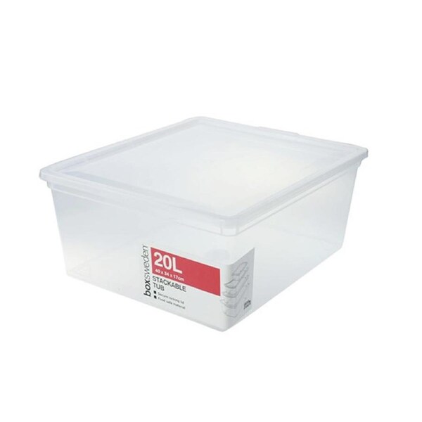 20L Stackable Storage Box Tub With Lid Home Kitchen Pantry Organiser Container