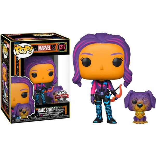 Marvel Comics - Kate Bishop & Lucky the Pizza Dog Black Light US Exclusive #1212 Pop! Vinyl