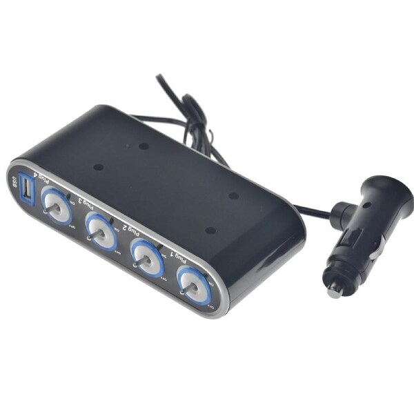 Only 1 4 Compartment USB Car Charger Lighter Adapter Distributor 12V 24V