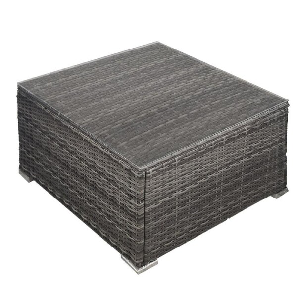 LONDON RATTAN Outdoor Coffee Table 1pc Wicker Lounger Sofa Furniture, Grey