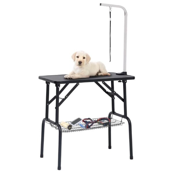 Adjustable Dog Grooming Table with 1 Loop and Basket vidaXL