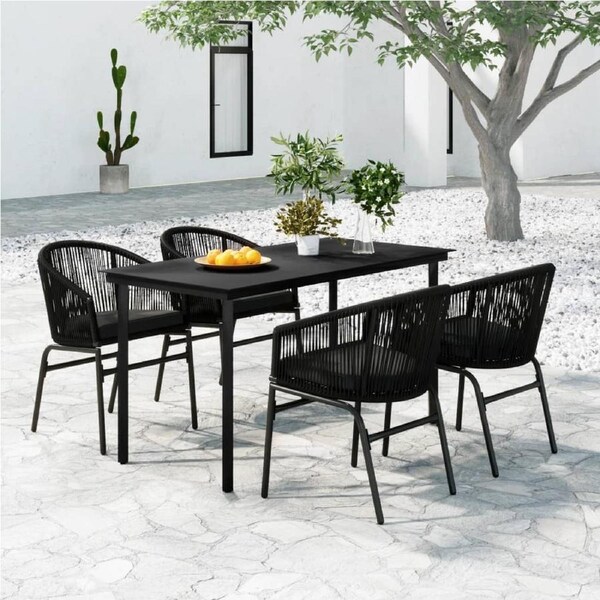 5 Piece Garden Dining Set Black vidaXL