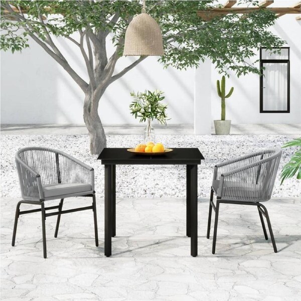 3 Piece Garden Dining Set Grey vidaXL