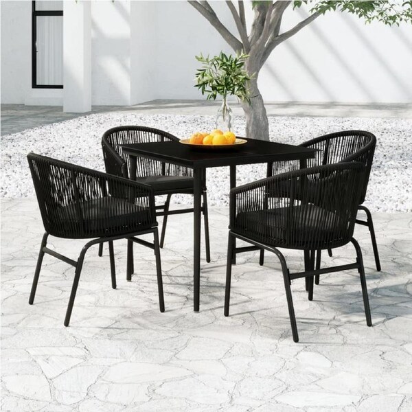5 Piece Garden Dining Set Black vidaXL