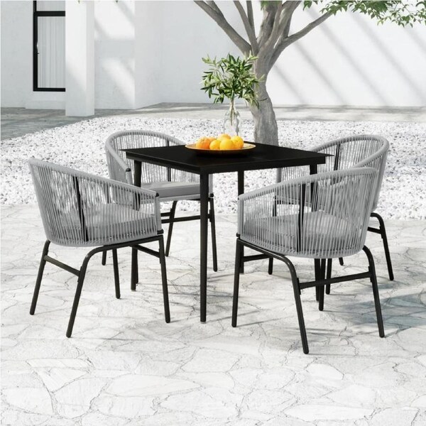 5 Piece Garden Dining Set Grey vidaXL