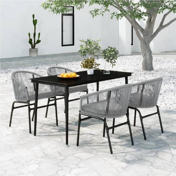 5 Piece Garden Dining Set Grey vidaXL