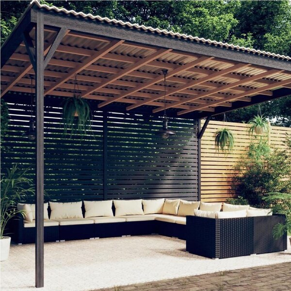 10 Piece Garden Lounge Set with Cushions Poly Rattan Black vidaXL