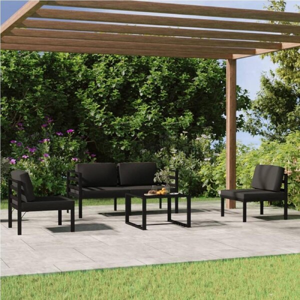 5 Piece Garden Lounge Set with Cushions Aluminium Anthracite vidaXL