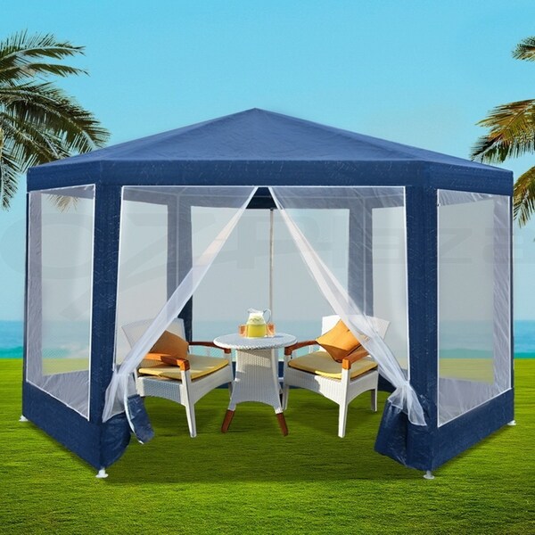 InstaHut Gazebo 2x2m Marquee Wedding Party Tent Outdoor Camping Mesh Wall Canopy Shade Gazebos Navy