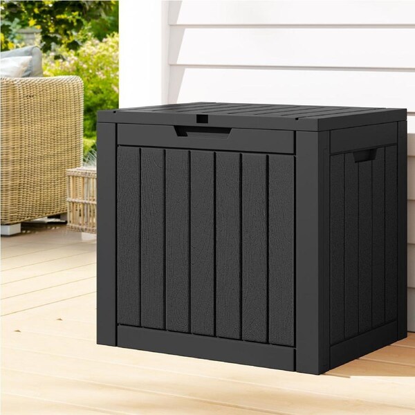118L Gardeon Outdoor Storage Box Container Lockable Indoor Garden Toy Tool Shed Black