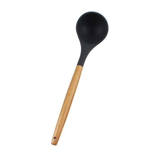RongXian ZJ-XY001 Silicone Soup Ladle Wooden Handle