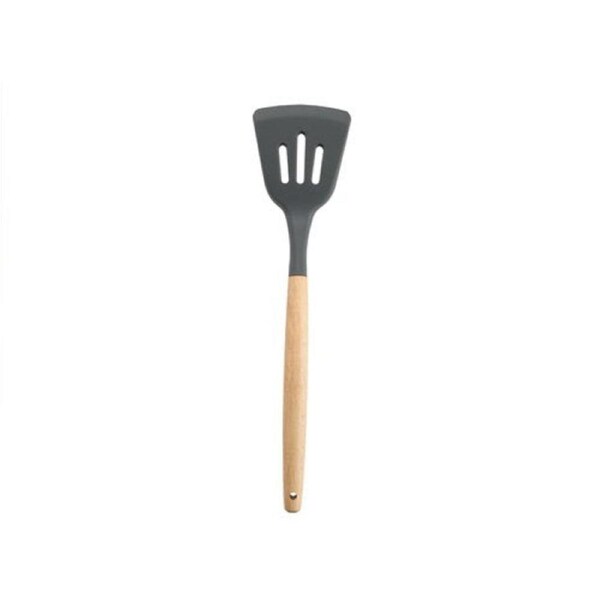 RongXian ZJ-XY005 Silicone Slotted Turner Wooden Handle
