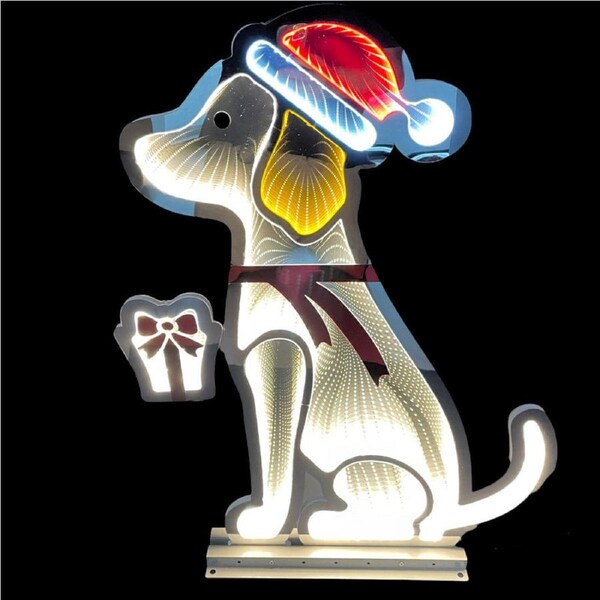 Infinity LED Mirror Light Sitting Dog 78cm