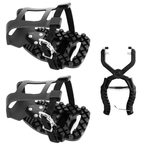 Venzo Compatible with Peloton Bike and Bike+ Pedal Toe Clips Cage with Creative Removal Tool Set - Indoor Exercise Indoor Bike Pedal Adapters