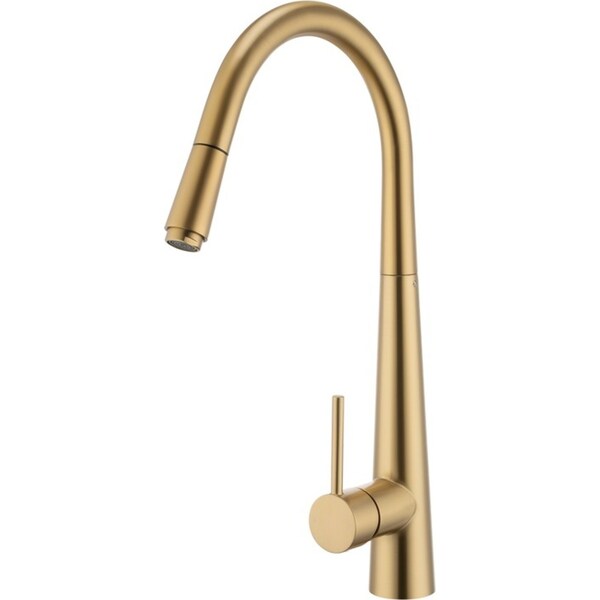 Pull Out Swivel Spout Kitchen Sink Mixer Tap Brushed Yellow Gold Vanity Laundry Faucet