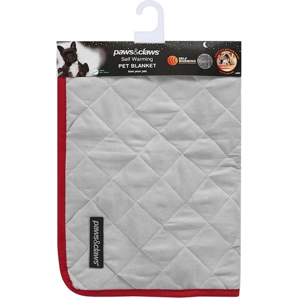 Paws N Claws Self Warming Thermal Insulated Dog Pet Blanket Charcoal 80X60Cm