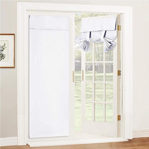 2x Blackout Door Curtain - Privacy Thermal Insulated Door Window Curtains for Patio French Door Front Door Sidelight Curtain Tie up Shade, White