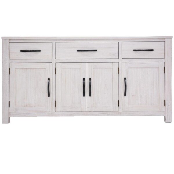 Foxglove Buffet Table 158cm 4 Door 3 Drawer Solid Mt Ash Timber Wood - White
