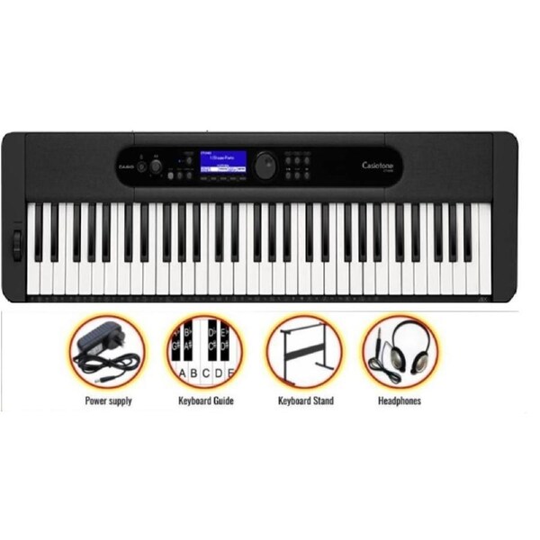 Casio CTS400BK 61-Key Touch-Sensitive Keyboard Bundle w/ H-Stand and Headphones
