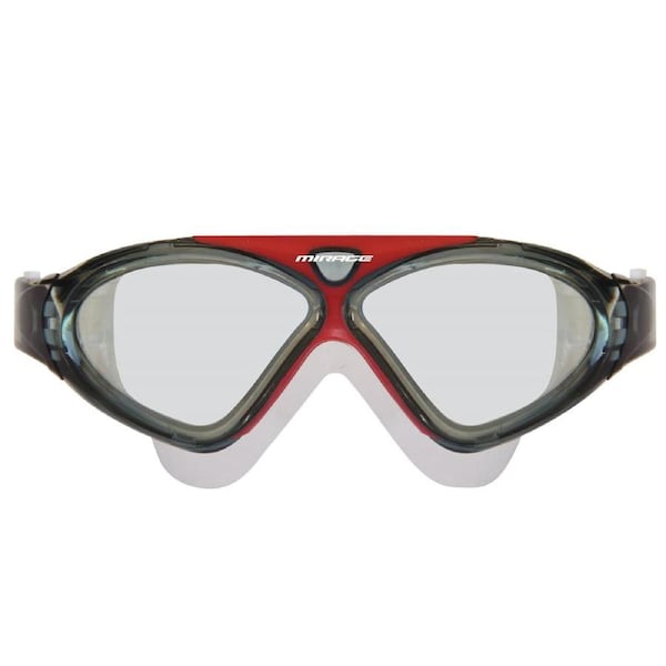 Mirage Lethal Red Adult Oversize Swimming Goggles with Silicone Ear Plugs