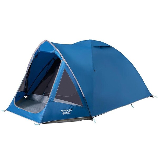 Vango Alpha 300 3 Person Camping & Hiking Tent - Earth Series - Moroccan Blue