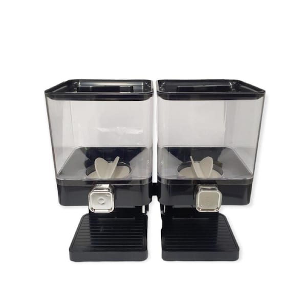 2 x 3.7L Double Cereal Dispenser Black - Square Rice Beans Countertop Storage
