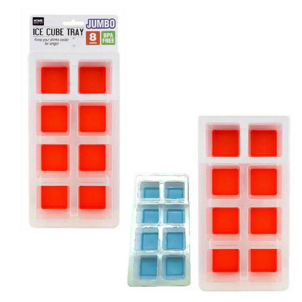 2Pc Large Ice Cube Tray Silicone Mold Square DIY Size ON Mold Big Jumbo Cubes NEW