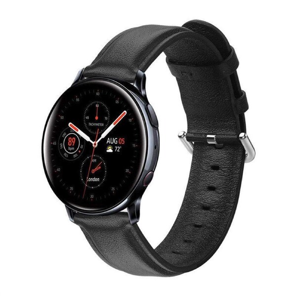 Catzon 22mm Slim Leather Watchbands for Amazfit GTR/Samsung Watch Active2-Black