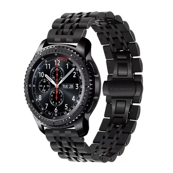 Catzon 22mm Mens Stainless Steel Butterfly Buckle Watchband For Samsung Gear S3/S2/Sport S4-Black