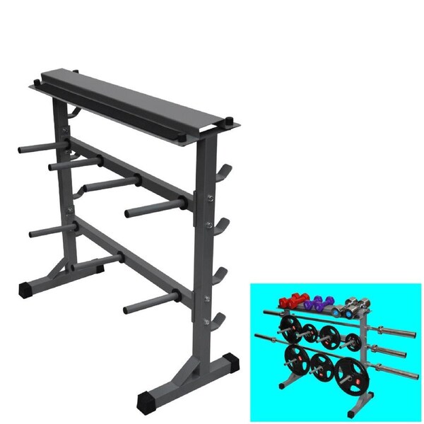 Home Gym - Weight Plate - Barbell Bar - Dumbell Weight Storage Rack - 300kg+