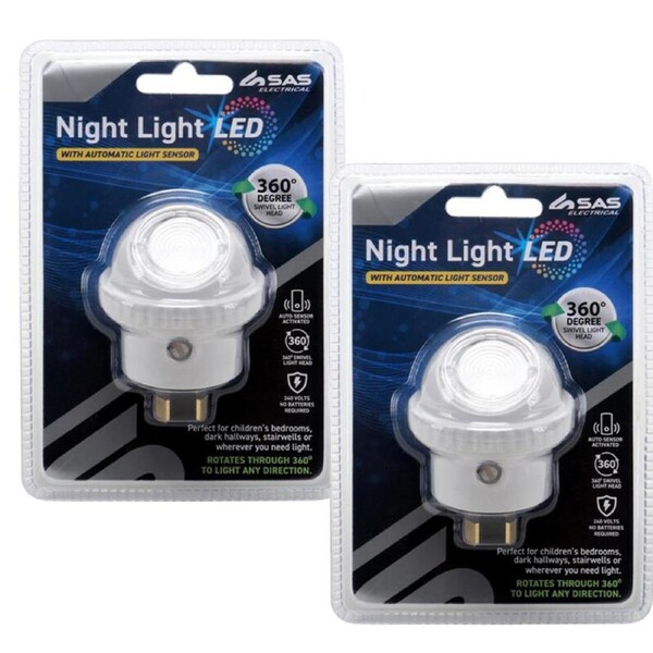 Ozoffer 2x LED Night Light SAS Electrical? Plug In Auto Sensor Swivel Head