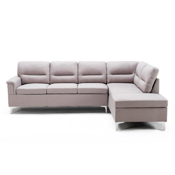 Foret 5 Seater Sofa L Shape Lounge Couch Chaise Metal Fabric Right Corner Grey Light