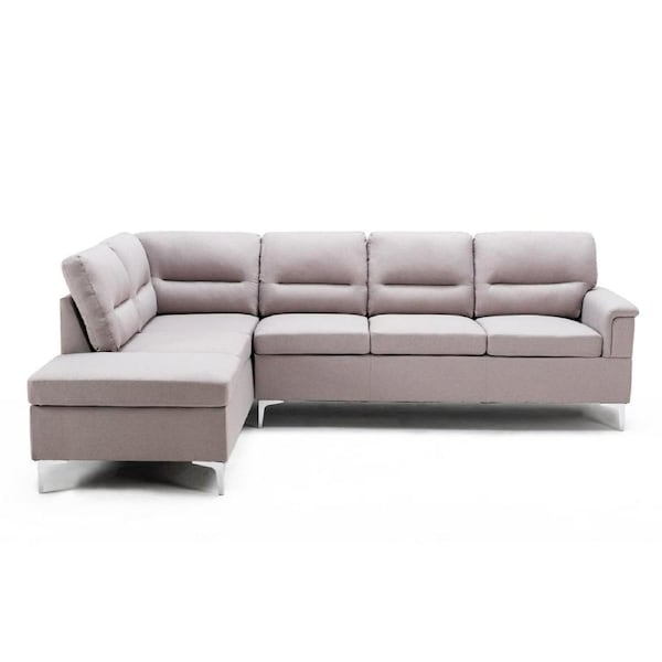 Foret 5 Seater Sofa L Shape Lounge Couch - Grey Light