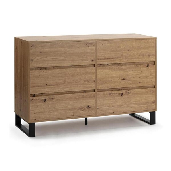 Caleb Chest 6 Drawers Industrial Lowboy Storage Dresser Storage Cabinet
