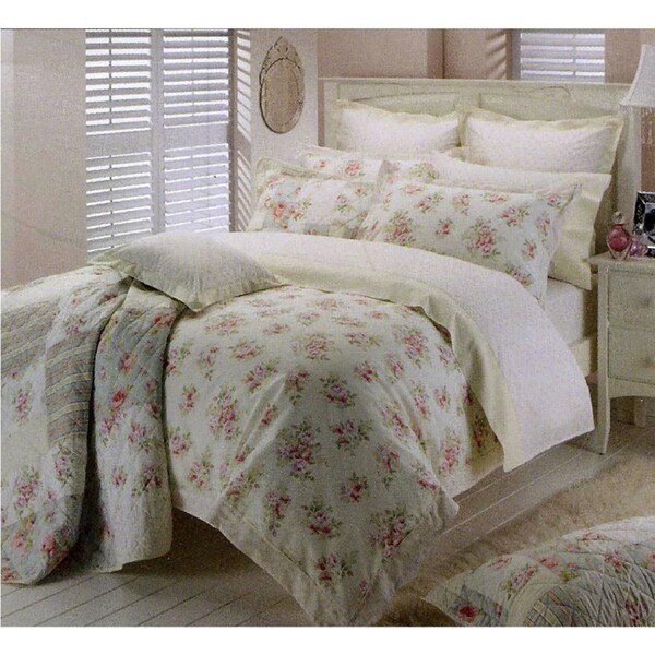 Belmondo 225TC Lara Rose Floral Quilt Cover Set Double