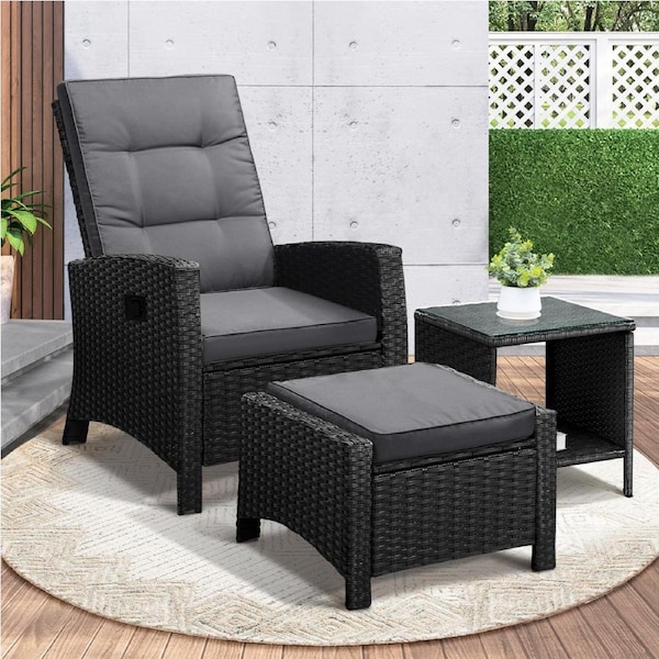 Livsip Outdoor Chairs Recliner & Table Set Patio Furniture Wicker Chairs Setting