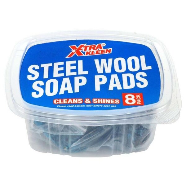 8PCS Steel Wool Pads Durable Soaper Anti Rust Heavy Duty Thick Xtra Kleen